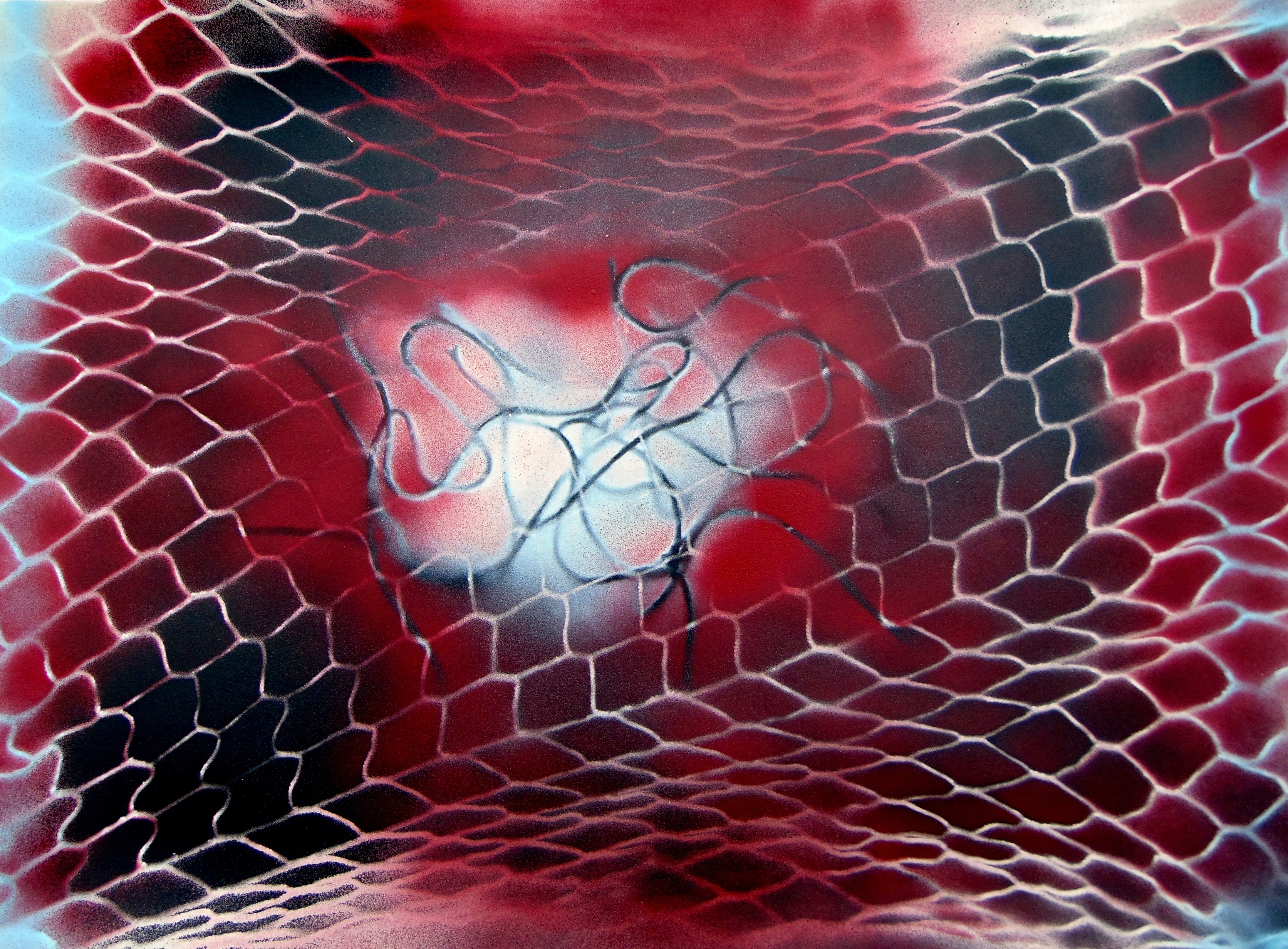 Dark Net (spray paint on canvas paper, 58cm x 77cm)